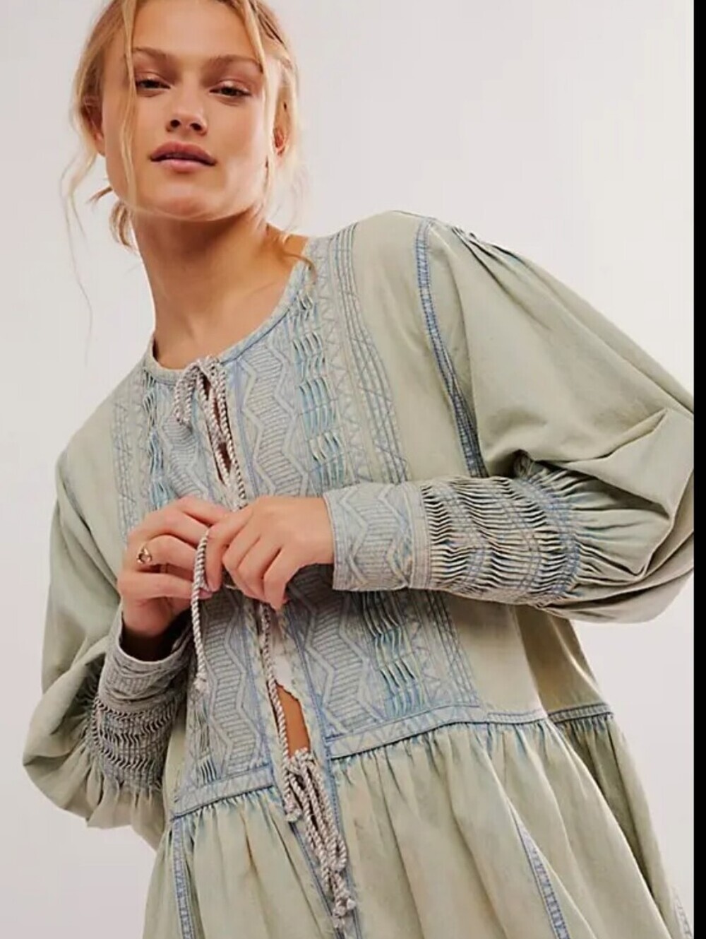Free People Sweet Summer Bed Boho Embroidered Peasant Distresd Color Jacket